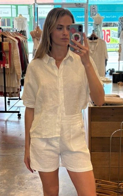 Jude Linen Short White
