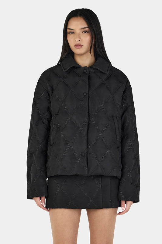 Quinton Cropped Quilted Jacket Black