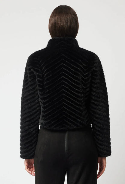 Altair Faux Fur Bomber Jacket - Black