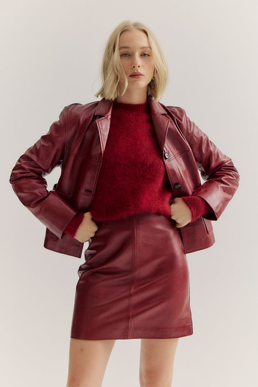 Clara leather Jacket - Merlot