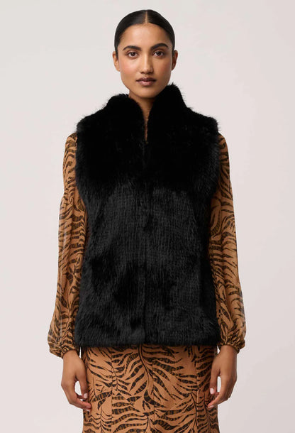 Hazel Faux Fur Vest - Black