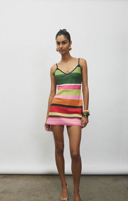 Bias Mini Dress - Emerald Stripe