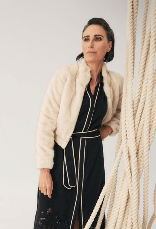 Chrysta Faux Fur Bomber porcelain