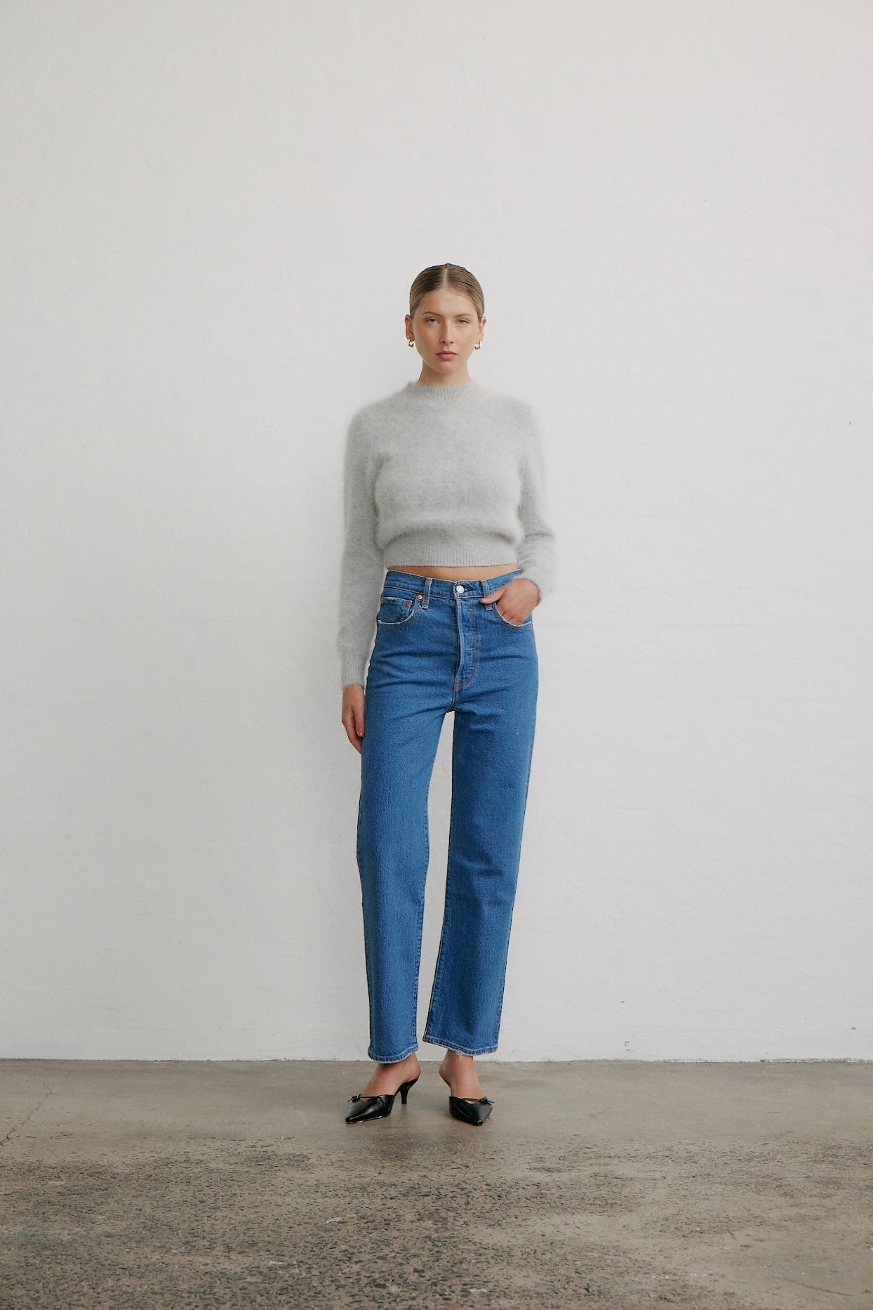 Pia Cropped Knit - Light Grey
