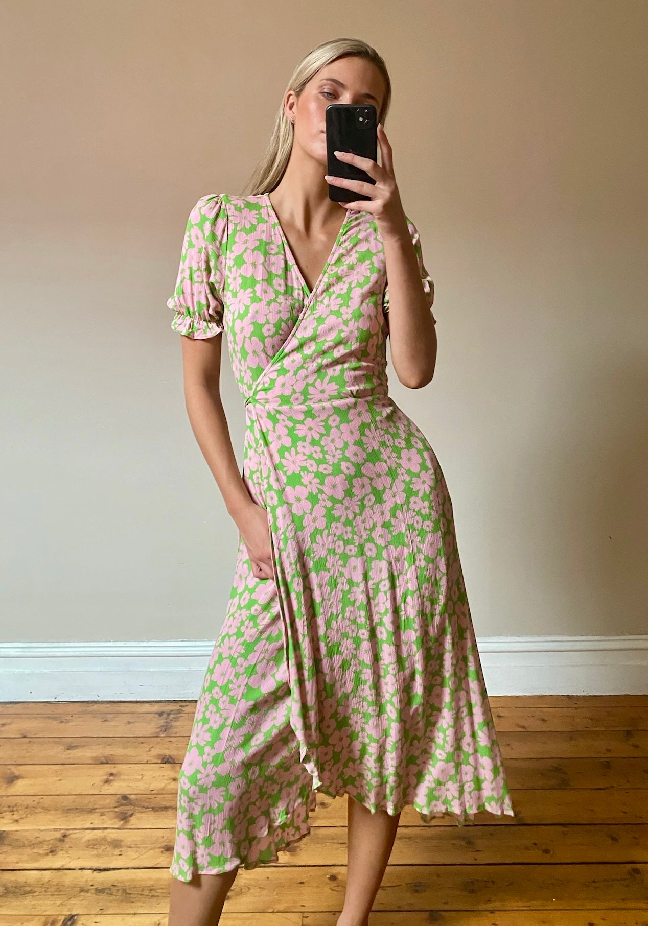 Lou Wrap Dress - Green Floral