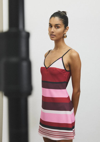 Bias Mini Dress - Fuchsia Stripe