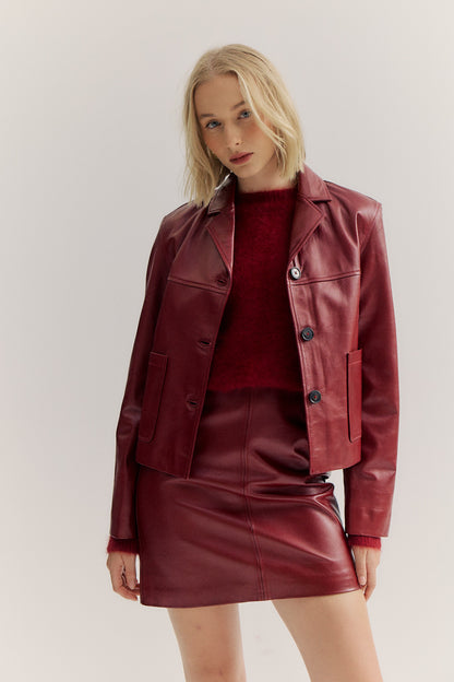 Clara leather Jacket - Merlot