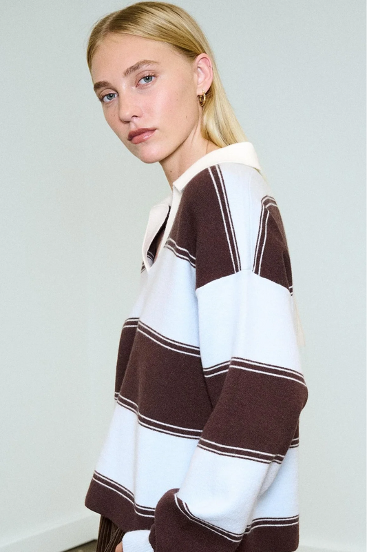 Varsity Sweater - Blue/Chocolate