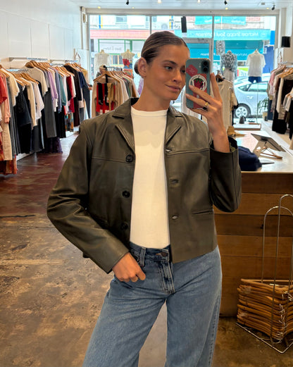 Clara leather Jacket - Olive