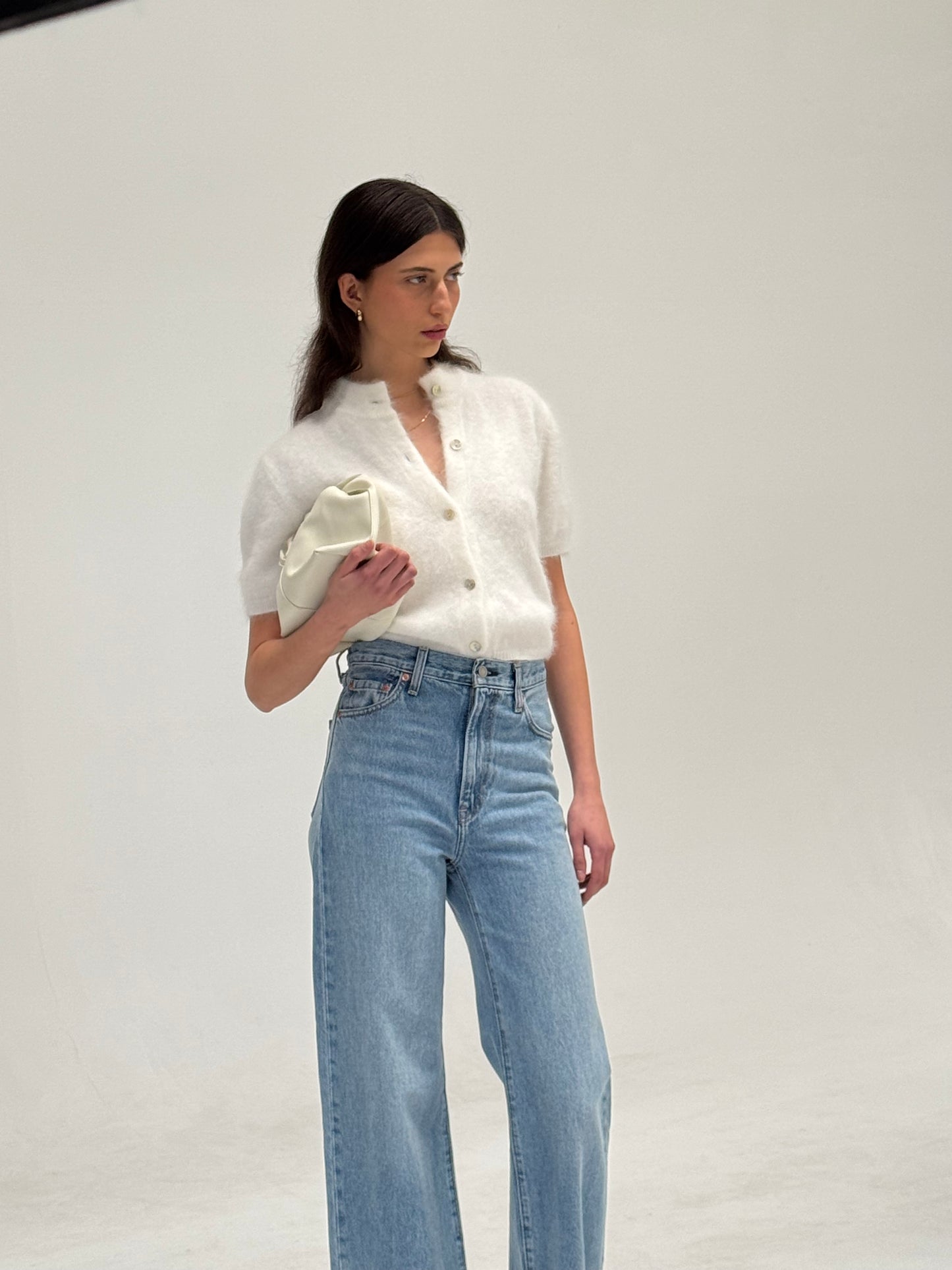 Claudia Short Sleeve Cardigan - Snow