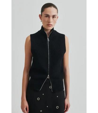 Yora Knit Zip Vest Black