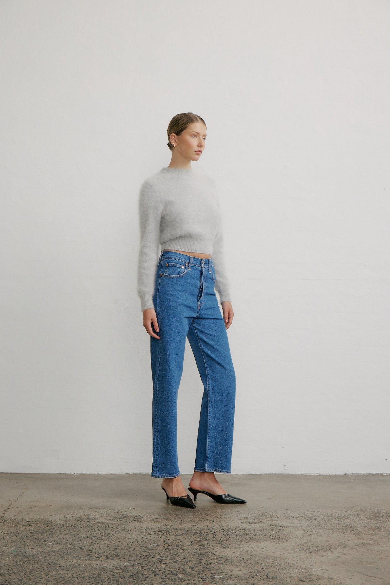 Pia Cropped Knit - Light Grey