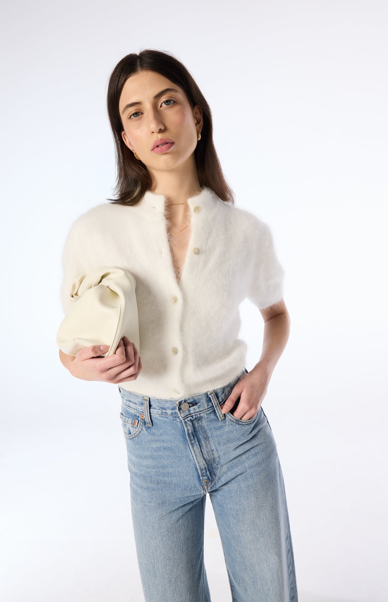 Claudia Short Sleeve Cardigan - Snow