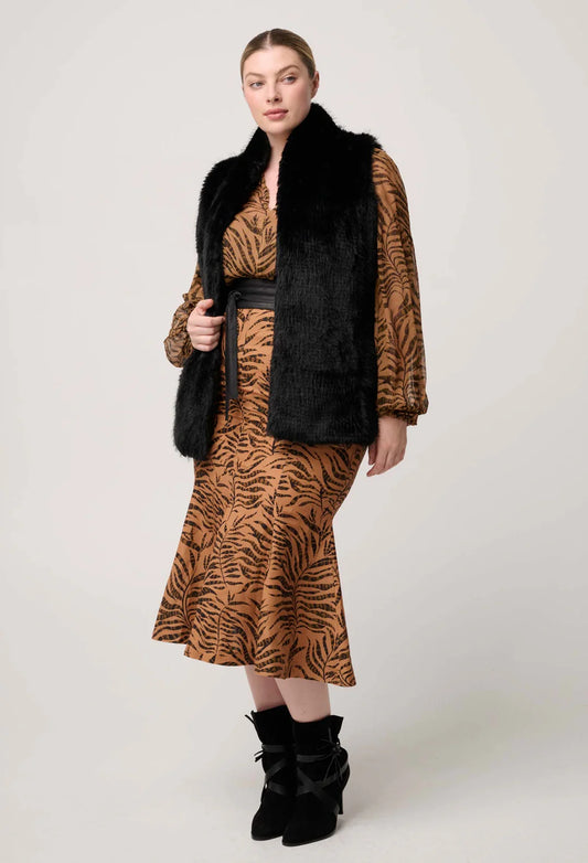Hazel Faux Fur Vest - Black