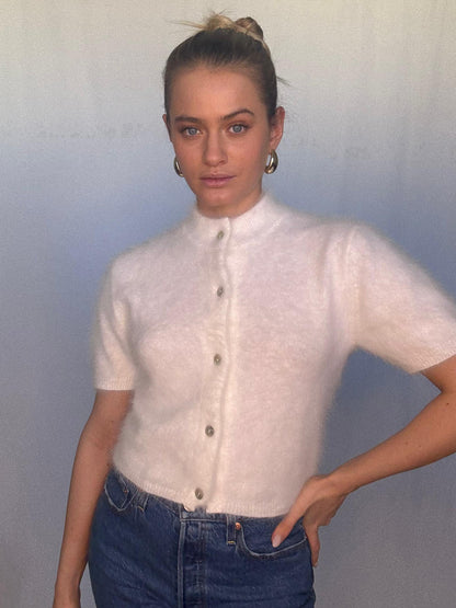 Claudia Short Sleeve Cardigan - Snow