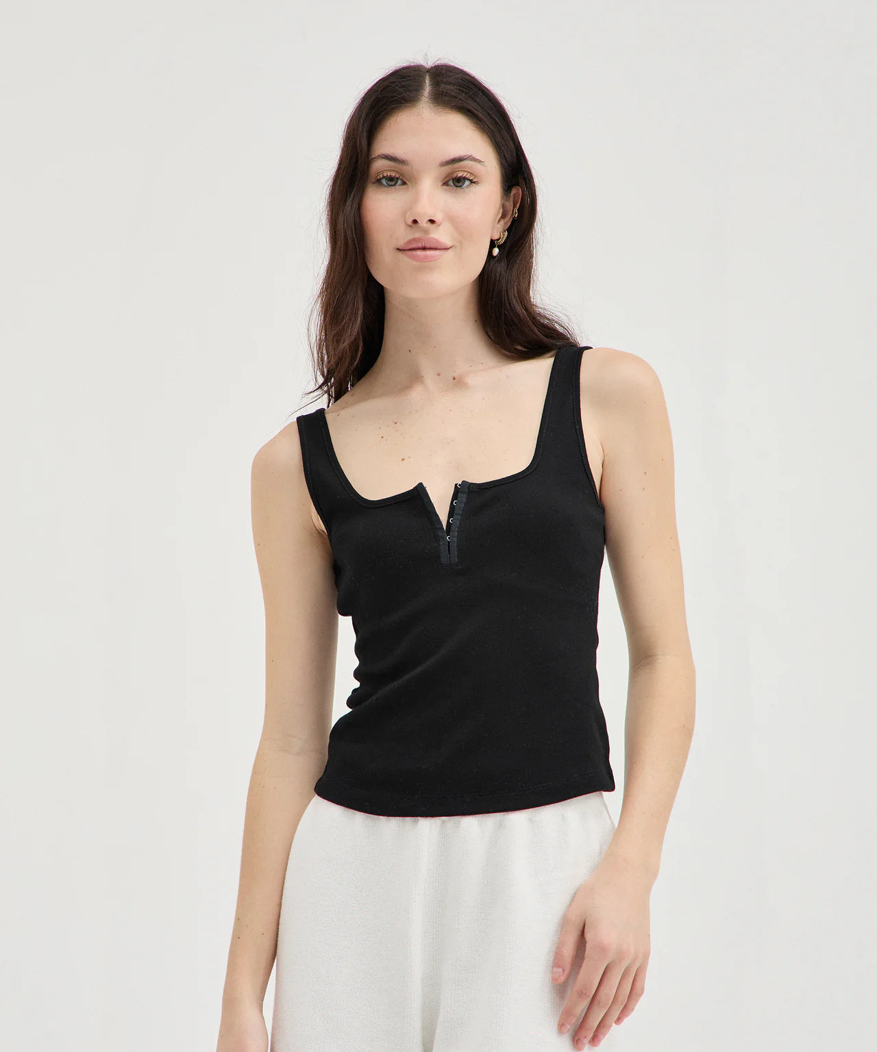 Tank Top with Hook & Eye - Black