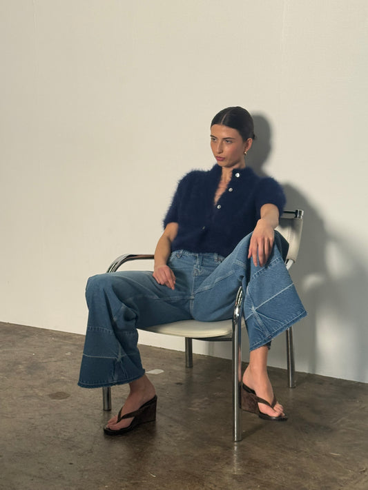Claudia Short Sleeve Cardigan - Navy