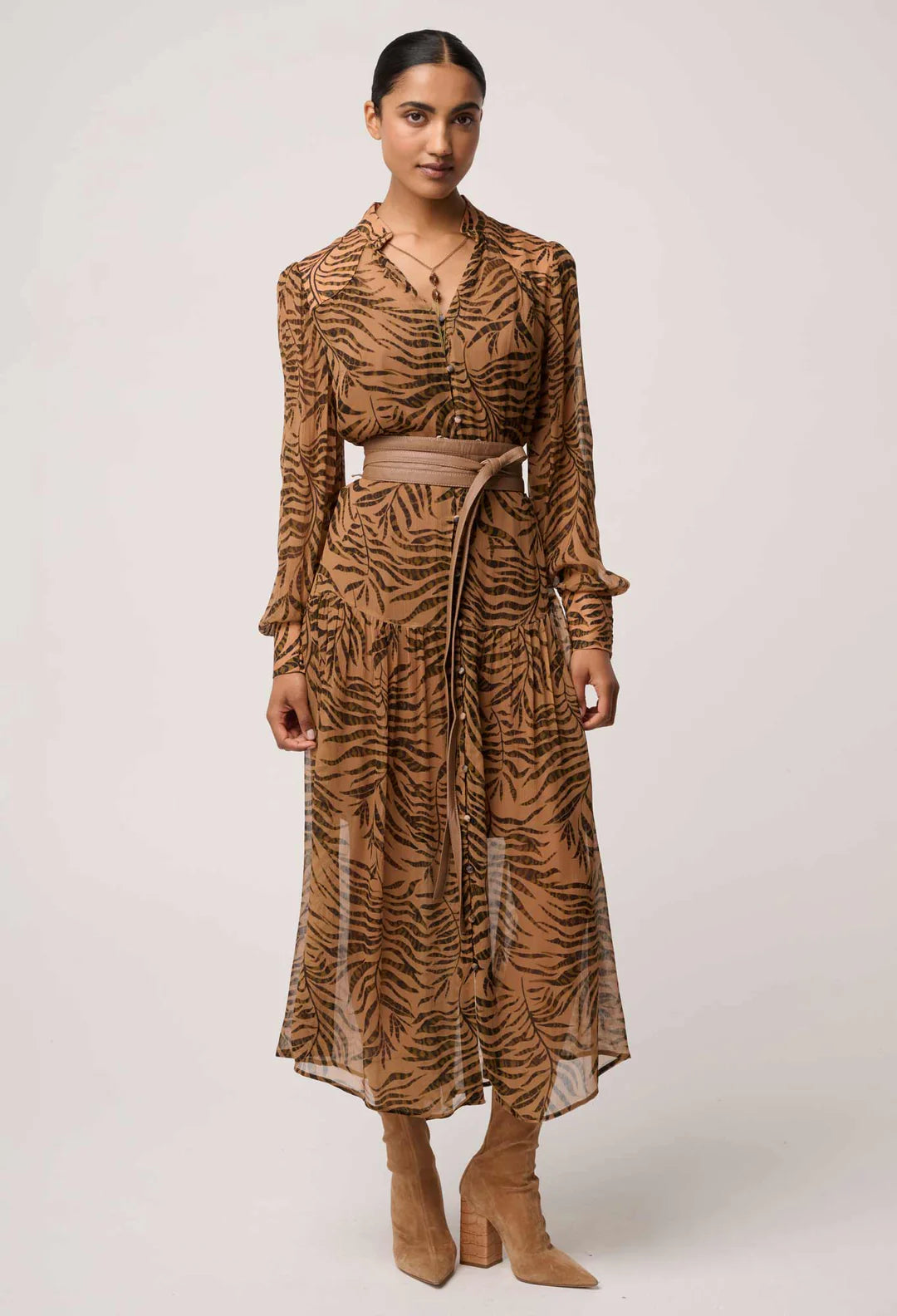 Solene Sheer Viscose Midi Dress