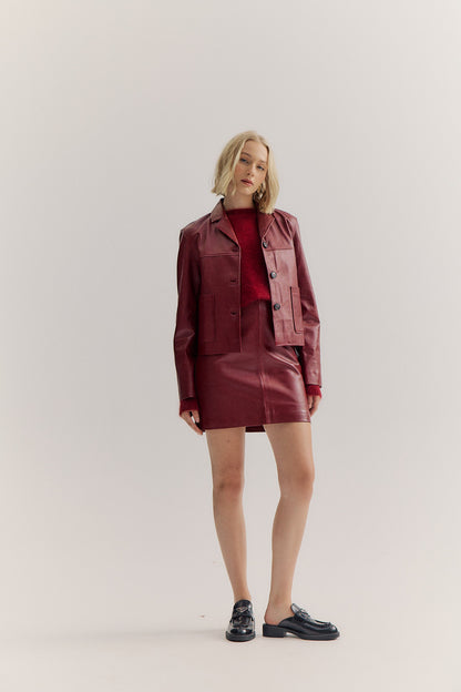 Clara leather Jacket - Merlot