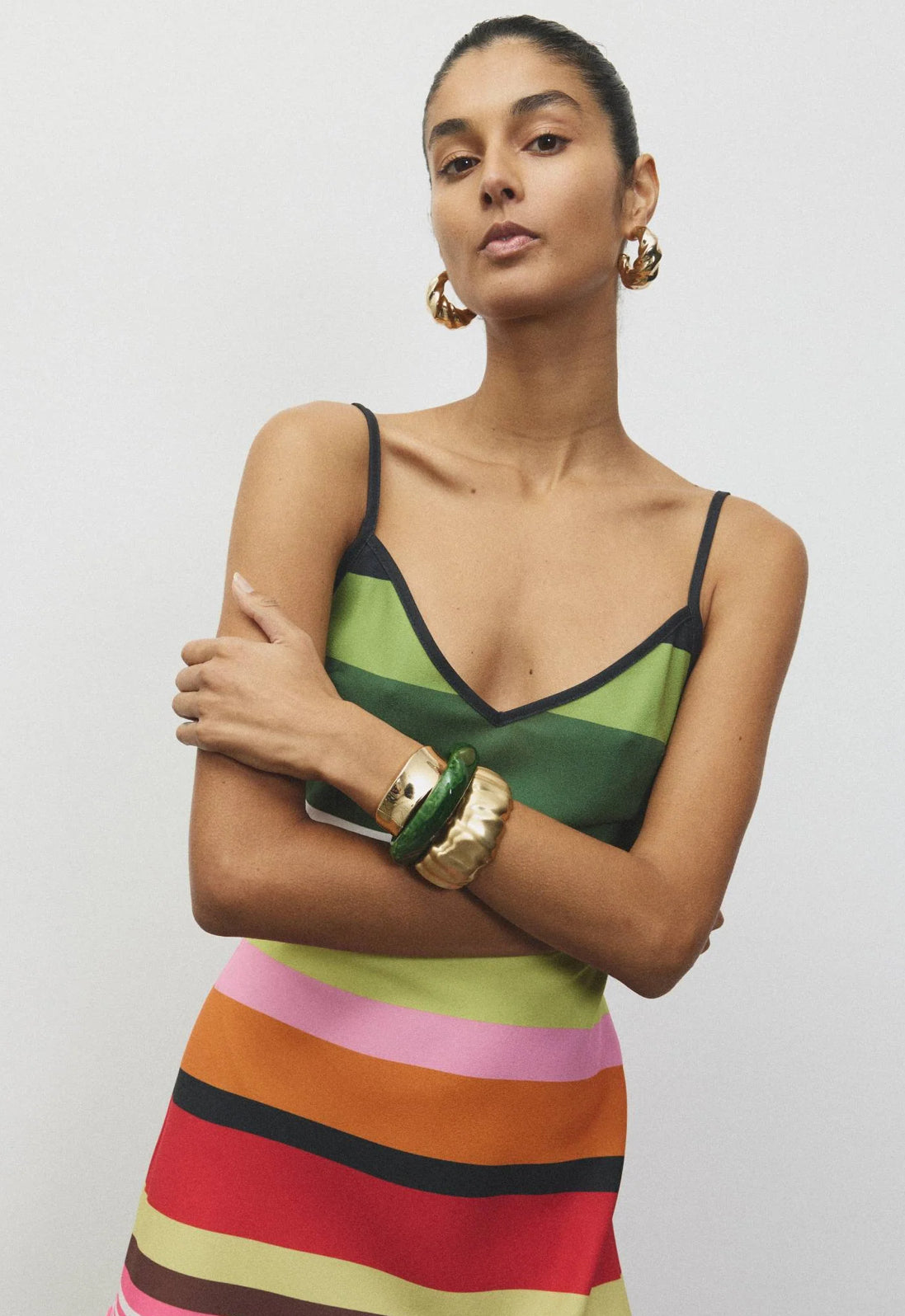 Bias Mini Dress - Emerald Stripe