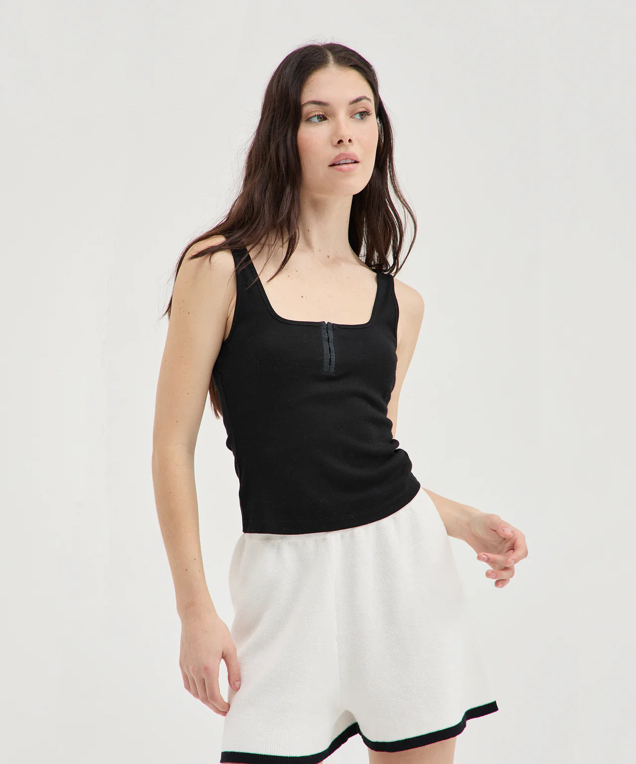 Tank Top with Hook & Eye - Black