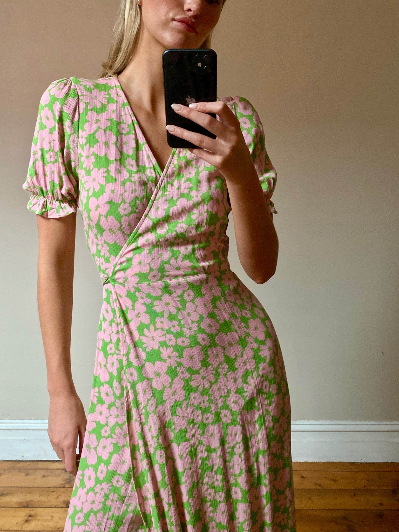 Lou Wrap Dress - Green Floral