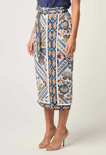 Zenobia Viscose Fringe Midi Skirt