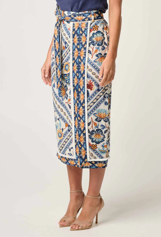 Zenobia Viscose Fringe Midi Skirt