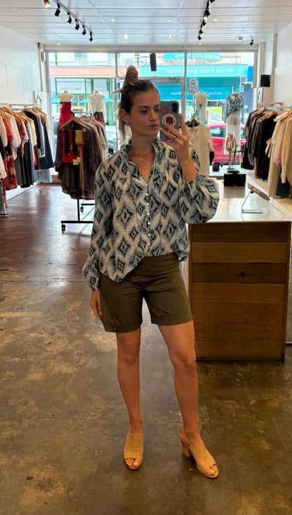 Romy Blouse - Ikat Blue