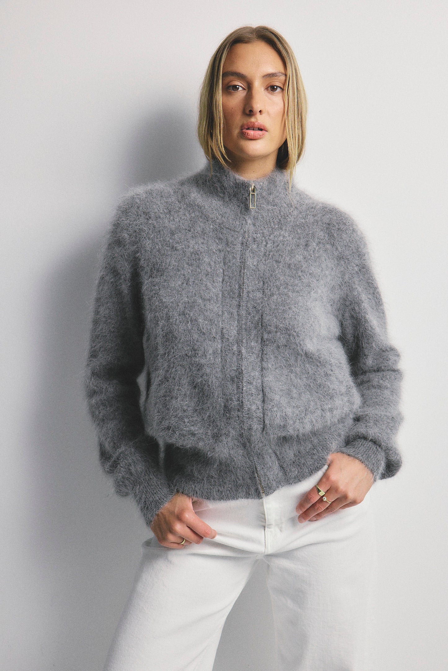 Felix Zip Cardigan - Charcoal