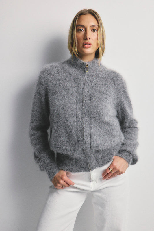 Felix Zip Cardigan - Charcoal