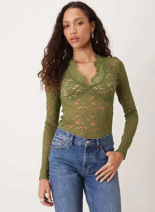 All Day Lace Top - Green