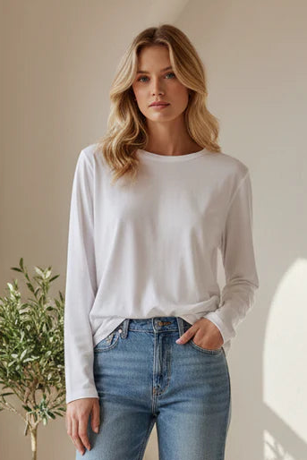 Athena Long Sleeve Tee - White