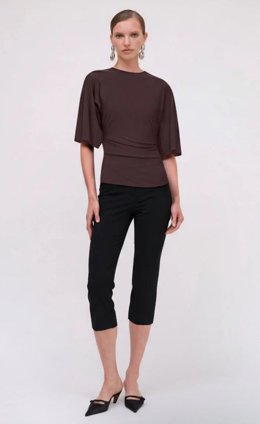Ivy Cape Sleeve Top - Chocolate