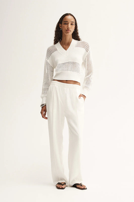 Aria Crochet Knit Jumper White