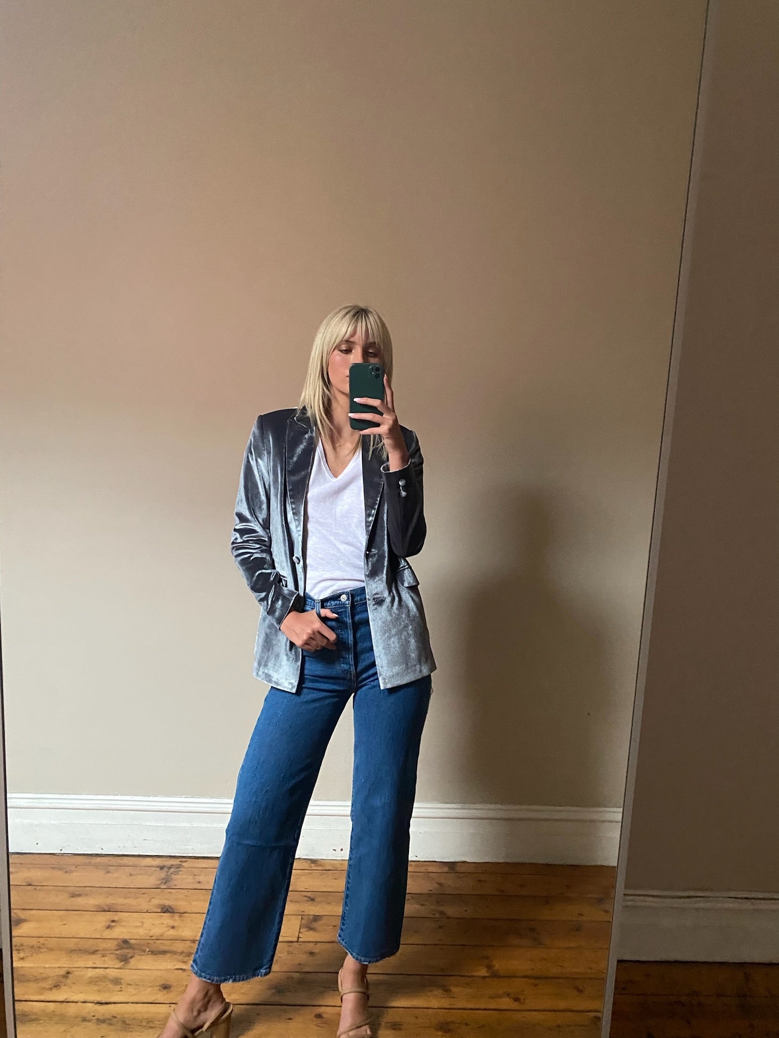 Veronica Velvet Blazer - Silver