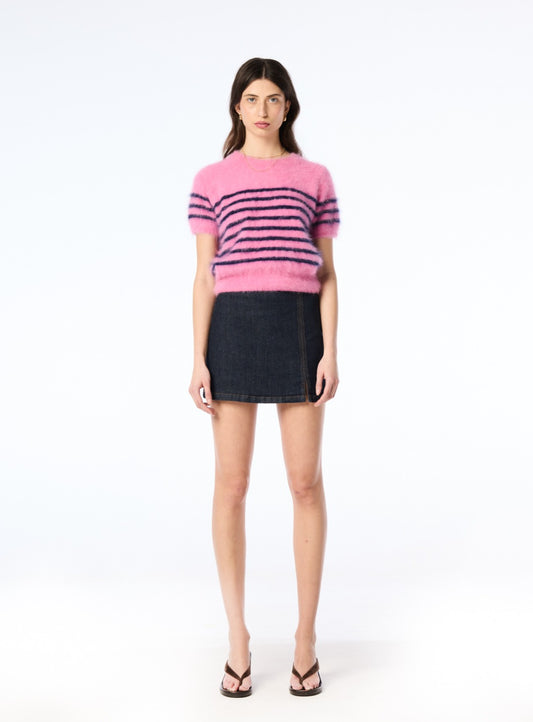 Georgia Stripe Knit Tee - Bloom/Navy