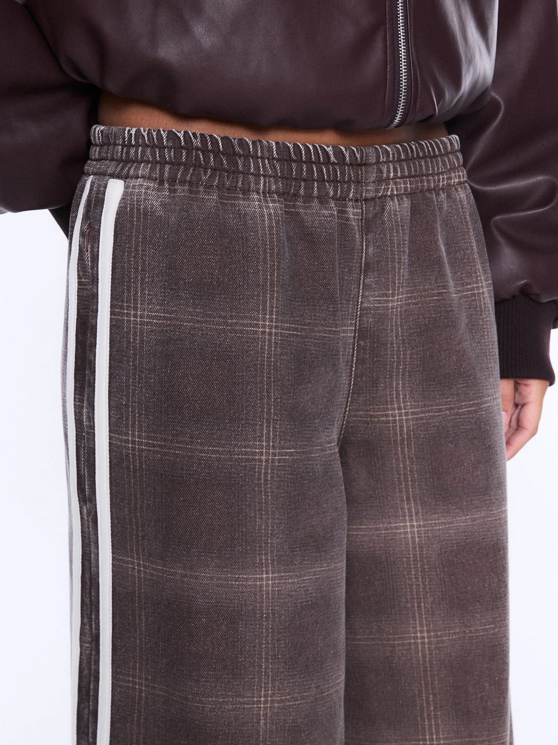 Myla Wide Leg Pant - Burgundy Check