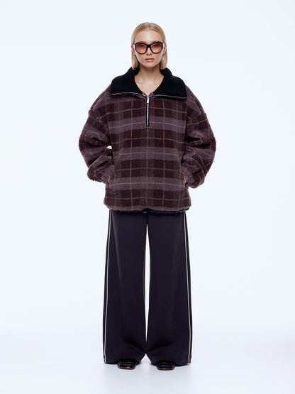 Winnie 1/4 Zip - Burgundy Check