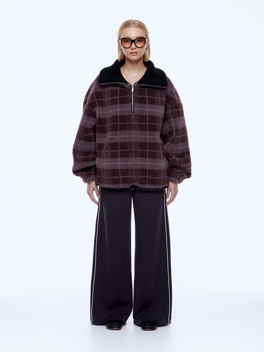 Winnie 1/4 Zip - Burgundy Check