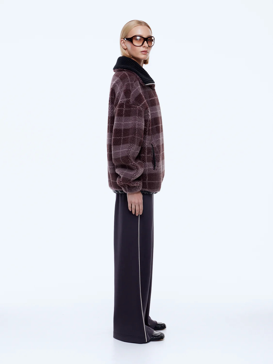 Winnie 1/4 Zip - Burgundy Check