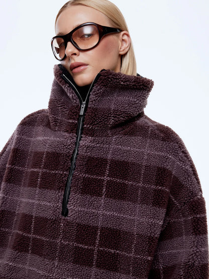 Winnie 1/4 Zip - Burgundy Check