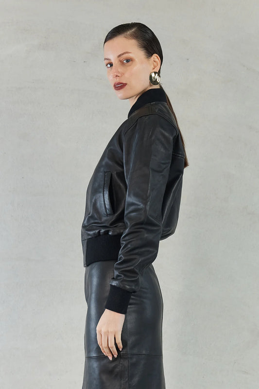 Evita Leather Bomber