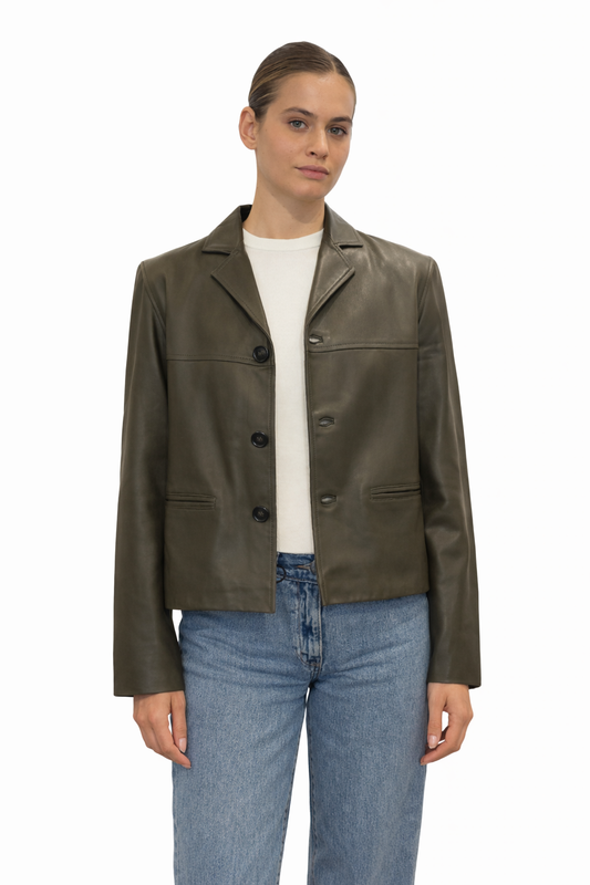 Clara leather Jacket - Olive