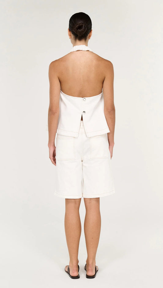 Nyra Denim Jorts - White