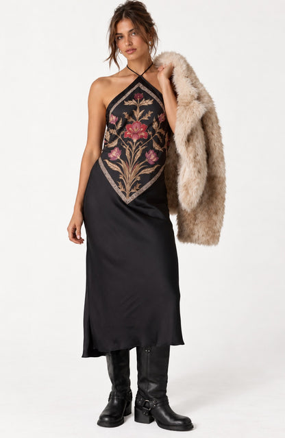 Citrine Midi Dress - Espresso Combo