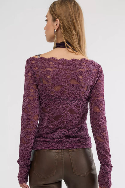 Raising Eyebrows Lace Top - Italian Plum