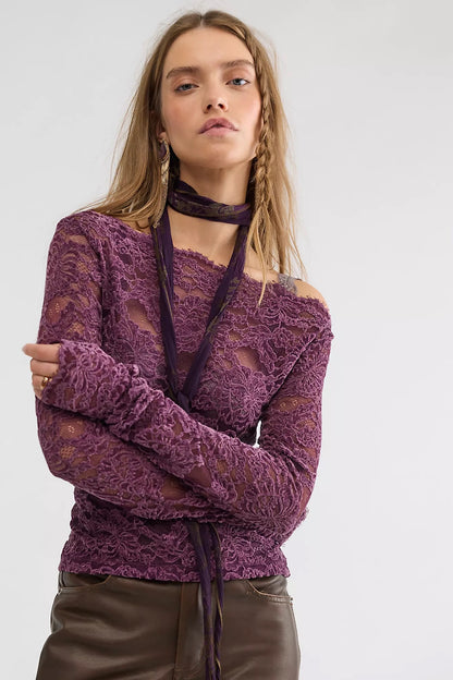 Raising Eyebrows Lace Top - Italian Plum