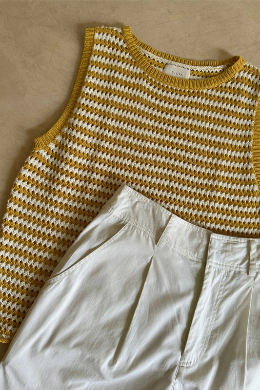 Lena Stripe Knit Top - Sunshine Yellow