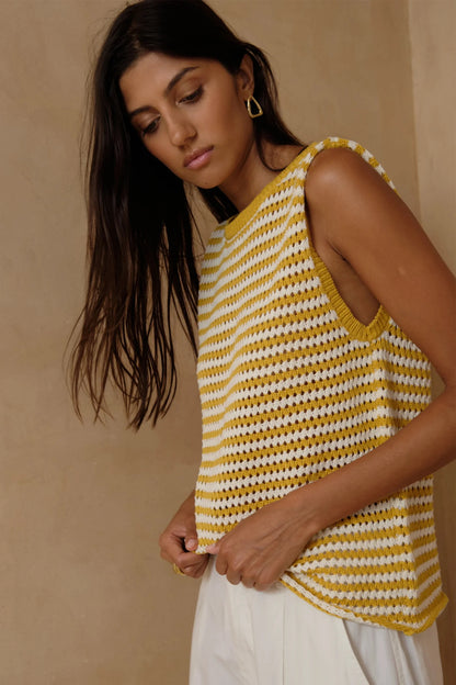 Lena Stripe Knit Top - Sunshine Yellow